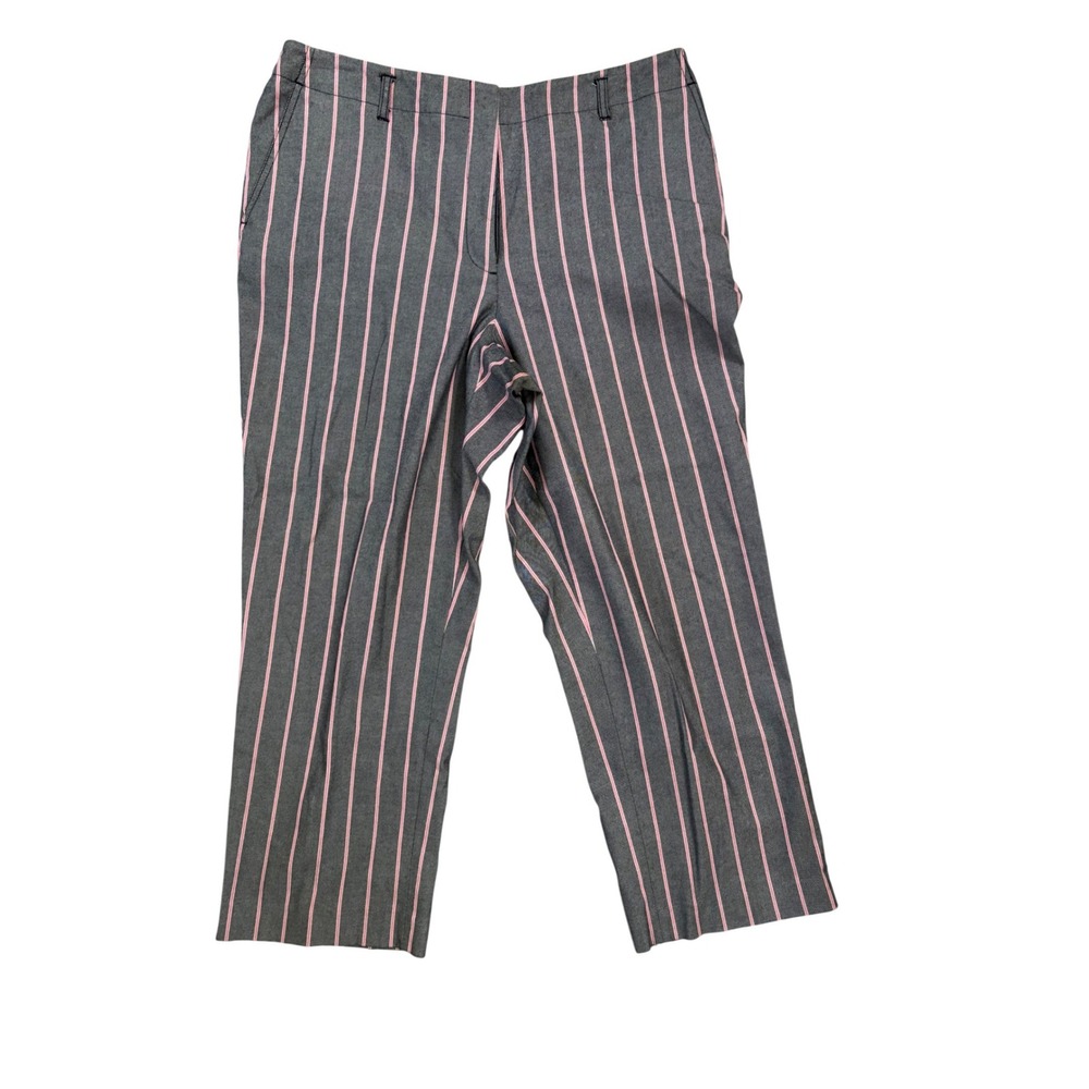 Brooks Brothers 346 Womens Grey Pink Striped Stretch Cotton Dress Pants Size 14